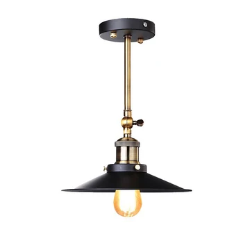 

HLZS-Black Retro Industrial Edison Vintage Wall Lamp / Ceiling Light - Antique Finish Brass Arm with Metal Lampshade (Diameter: