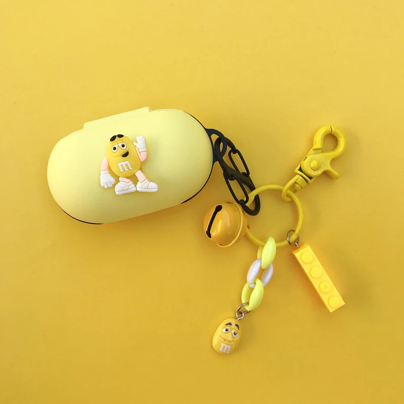 yellow Мультяшный силиконовый чехол пылезащитный Защитный чехол для samsung Galaxy Buds наушники для занятий спортом с подключением по блютус - Цвет: yellow