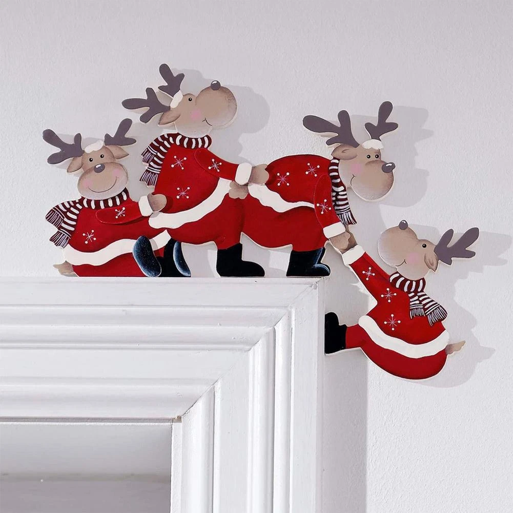 peor caja registradora Extraer Marco de puerta de Navidad, decoración navideña de Papá Noel, alce, adorno  de madera, regalos para el hogar Xams|Colgantes y adornos en forma de gota|  - AliExpress