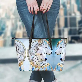 

FORUDESIGNS Dream Catcher Wolf Brand Designer Women Handbags Casual High Quality Pu Leather Ladies Tote Shoulder Bags Large Bag