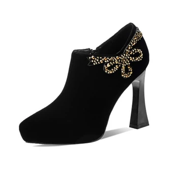 

Luxury Women Pumps 2020 High Heels Sexy Pointed Toe Zipper Wedding Party Brand Fashion Shoes For Ladies big size 34-43 H-6