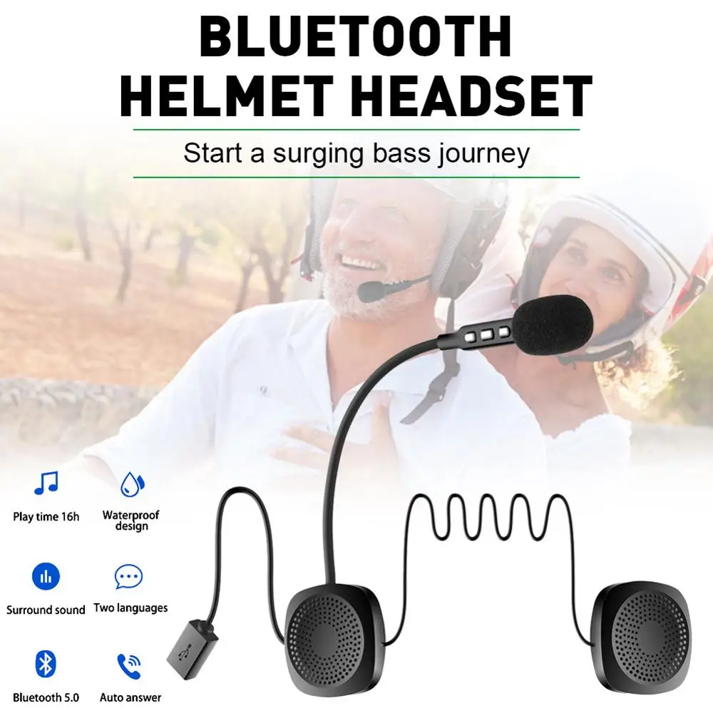 Гарнитура для мотоциклетного шлема Bluetooth 5 0 беспроводной комплект телефонных