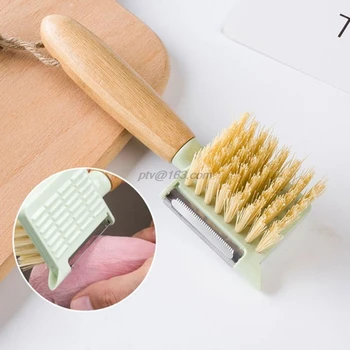 

Multifunctional Fruit Vegetable Cleaning Brush Peeler Shredder Bamboo Wooden Handle Dish Scrubber Kitchen Washing Tools
