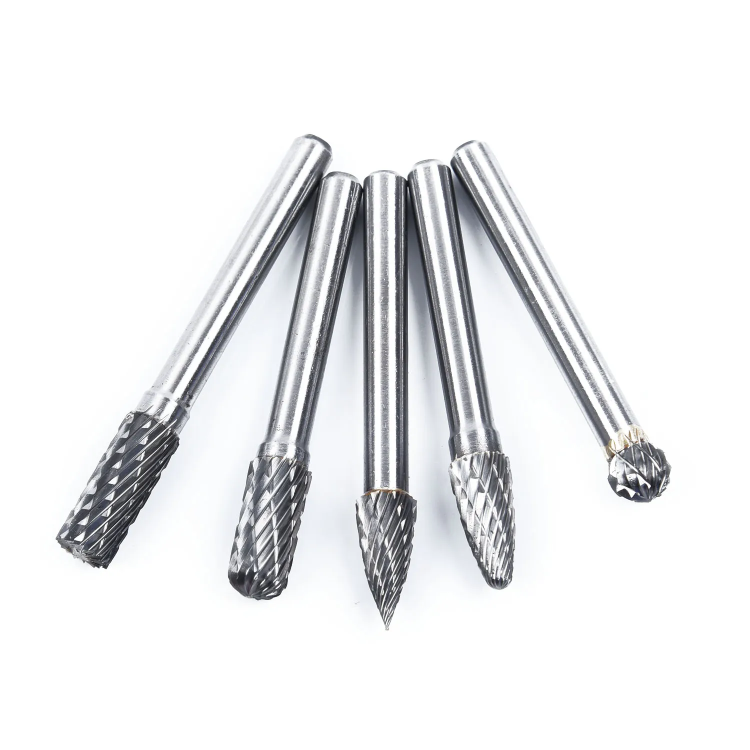 Профессиональная роторная режущая пилка набор заусенцы из карбида вольфрама 1/" 6 мм гравировальный ЦВД серебро CNC 5 шт./компл