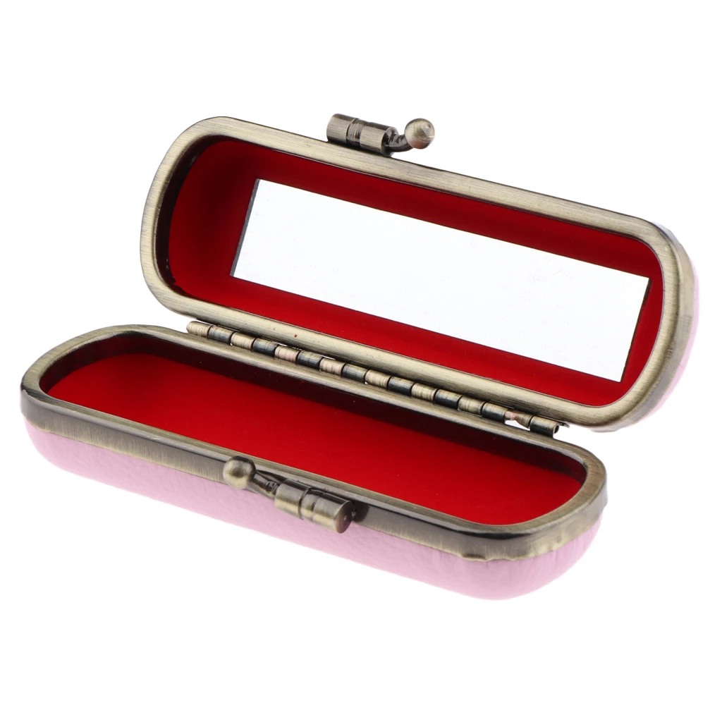 Кожаный чехол для помады блеск для губ ящик для хранения в путешествии органайзер и зеркало