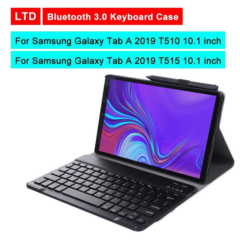 

Bluetooth 3.0 Tablet Keyboard Case For Samsung Galaxy Tab A 2019 T510/T515 10.1 inch Mediapad Flip Leather Protective Cover