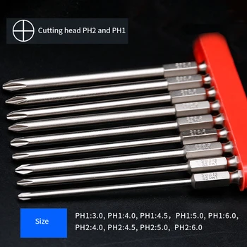 

9Pcs Phillips Bits Hex Socket Screwdriver Drill Head PH1 / PH2 100mm Screwdriver Hex 1/4"