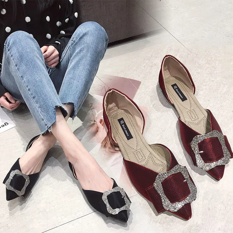 

Soft-Sole Small Shoes 2019 Spring Summer New Style Pointed-Toe Comfortable WOMEN'S Flat Shoes Fashion Metal Casual Shoes Women's