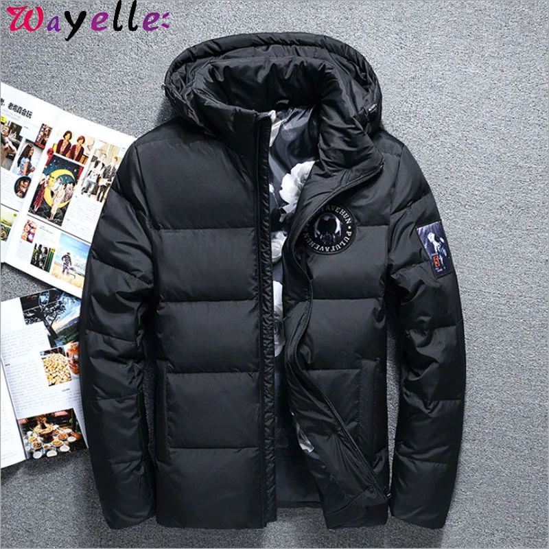 2019 Teens Men Winter Down Jacket Coat White Duck Hooded Down Jacket Trench Coat Male Thick Windbreaker Warm Snow Outwear Canada