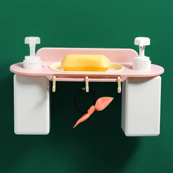 

Multifunctional Soap Box Bathroom Accessories Shower Soap Storage Tray Rack Nail-free Hook for Bathroom Shower Shelf Storage