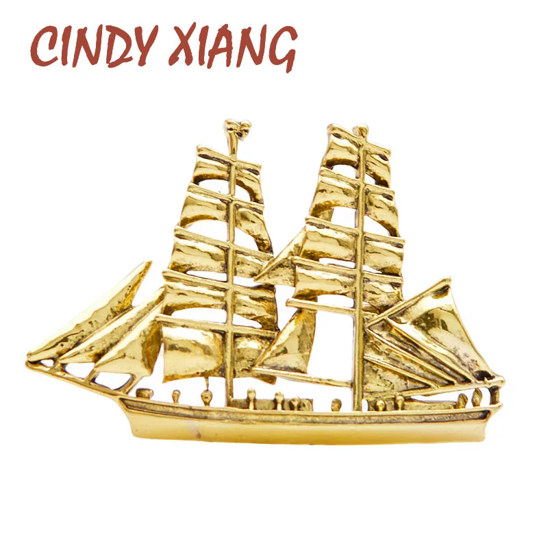 

CINDY XIANG New Ship Brooch Women And Men Brooches Unisex Pin Gold Color Creative Design Cool Jewelry Coat Accessories Good Gift