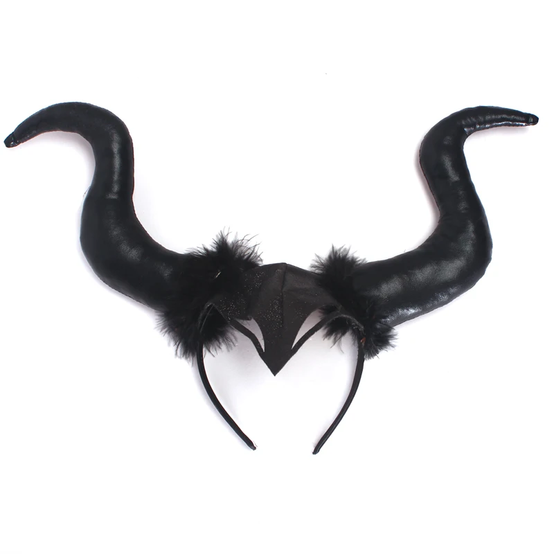 Maleficent/платье-пачка «злая королева» для девочек с роговыми крыльями; костюм ведьмы для косплея; детское праздничное рождественское платье - Цвет: Horns