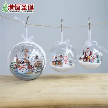 

High-end Transparent Christmas Balls Christmas Tree Ornaments Hanging Santa Claus Snow Scene Christmas Balls