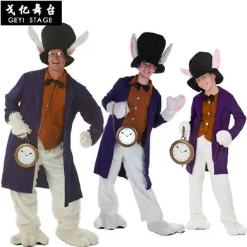 

Child white rabbit boy cosplay clothes film alice in the country of wonder halloween party dress unique for man