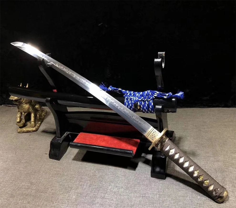 Handmade 1095 carbon steel clay tempered blade Sharp Japanese Knife Short Samurai Sword Slash Katana Chinese Sword