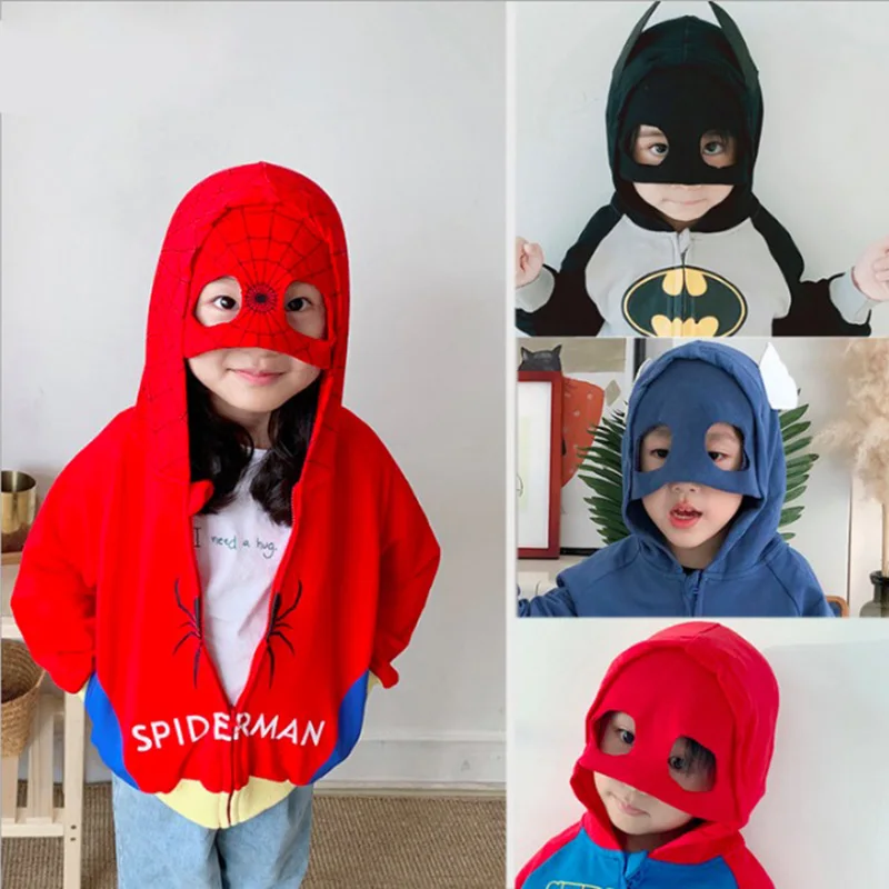 

The Avengers Kids Spring Autumn Winter Jacket 3T-8T Girls Boys Spider man Batman Captain America Cosplay Hoody Coat SA2161