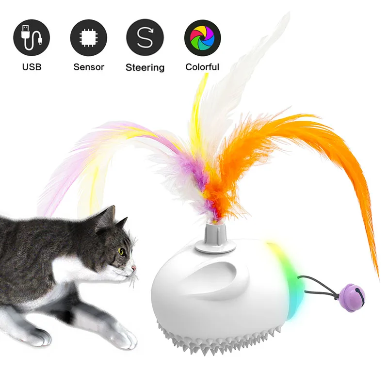 Intelligens Ugró Golyó Háziállat -Macska Játék Toll Toll Interaktív Elektromos Led Macskajáték Csengő Automatikus Ugratás Edzés Usb Töltés