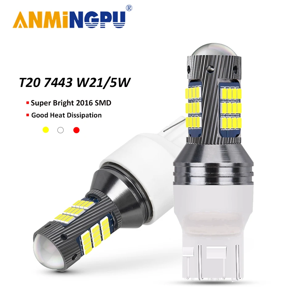 

ANMINGPU 1x Signal Lamp W21/5W 7443 LED T20 7440 W21W LED Bulbs 2016SMD T25 3156 P27W LED 3157 P27/7W Brake Light Reverse Light