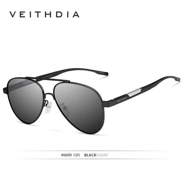 VEITHDIA Men's Aluminum Magnesium Sunglasses Photochromic Sunglasses Polarized UV400 Lens Eyewear Accessories Male For Men 6699 - Цвет линз: black gray