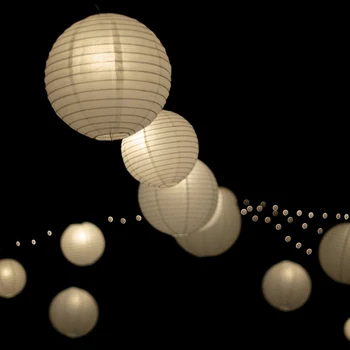 string lights paper lanterns