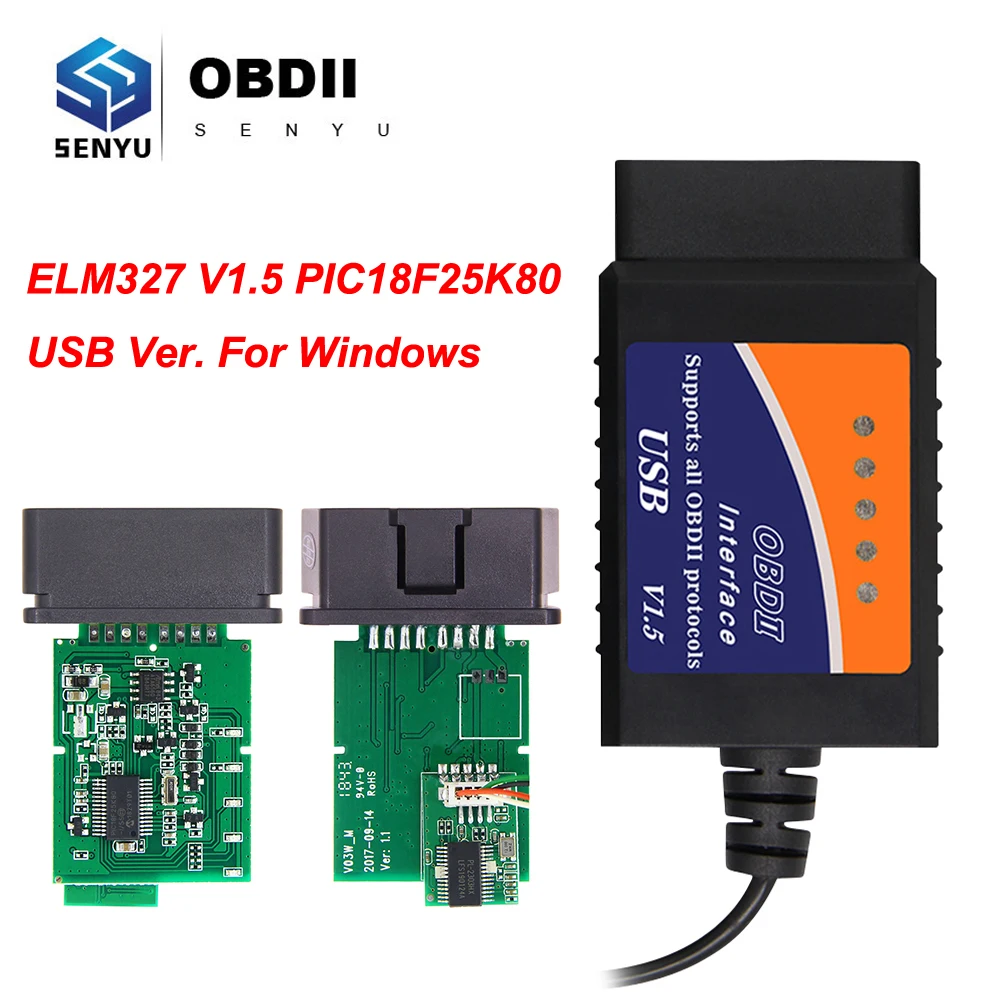 ELM327 V1.5 OBD2 USB версия сканер PIC18F25K80 для Windows ELM 327 V1.5 OBD 2 OBD2 автомобильный диагностический инструмент ODB2 код ридер
