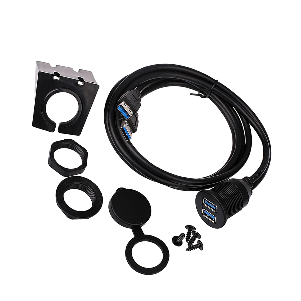 USB 3.0 Male To Female AUX Flush Mount Extension Cable For Car Boat Panel