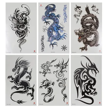 

6pcs Dragon Tattoos Lifelike Safe Removable Face Stickers Party Supplies Body Stickers for Party Masquerade