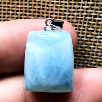 

Top Natural Blue Larimar Pendant For Woman Man Crystal 16x13x8mm Rectangle Beads Dominica Stone Water Pattern Stone Jewelry AAAA
