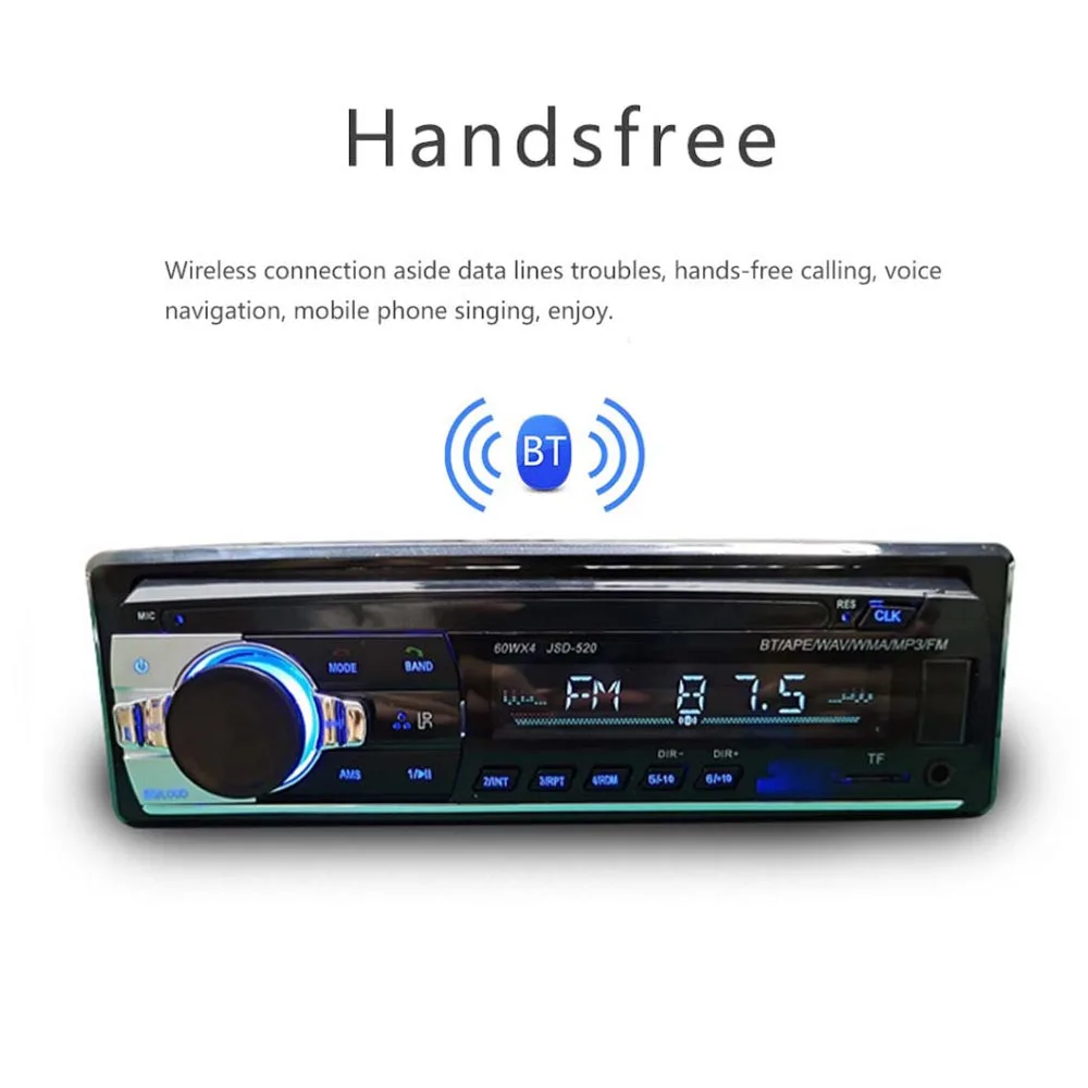 4x60W 12V Autoradio Stereo 1 Din Car Radio Bluetooth-Compatible FM Aux Input Receiver Car Truck Audio TF USB MP3 WMA Handsfree sony walkman mp3