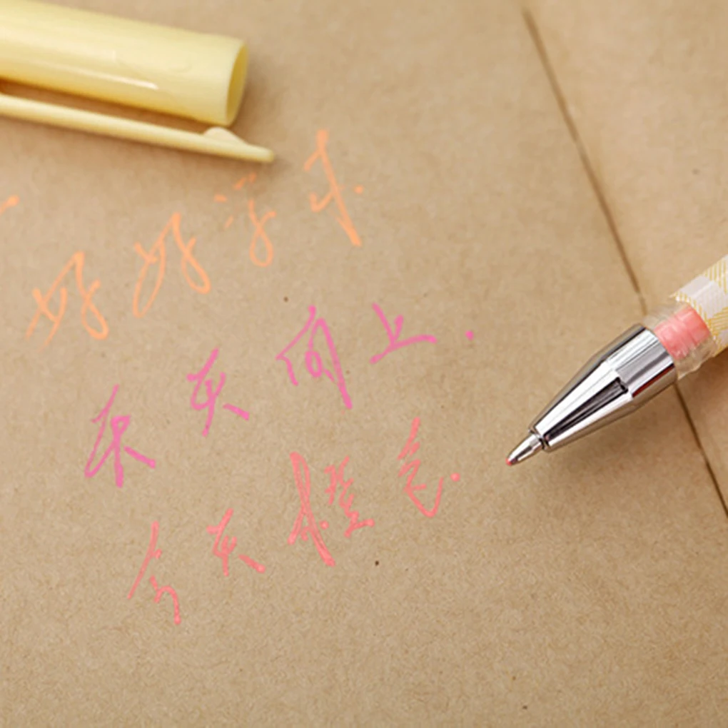 

Colorful Plastic Cover 14.5cm Length Rainbow Pen 6 colors in 1 Colors Ink Gel Pens Surprising Gift