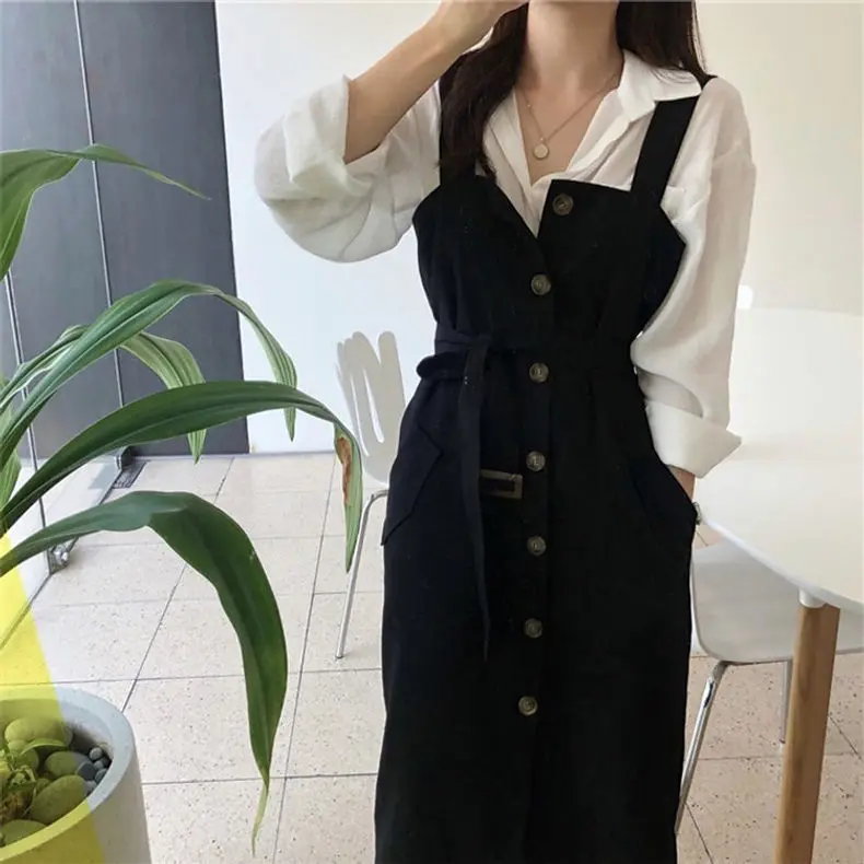 Sleeveless Dress Women Spring Straight Leisure Single-breasted Spaghetti Strap Large Size 4XL Korean Style Daily Female Trendy dresses for women