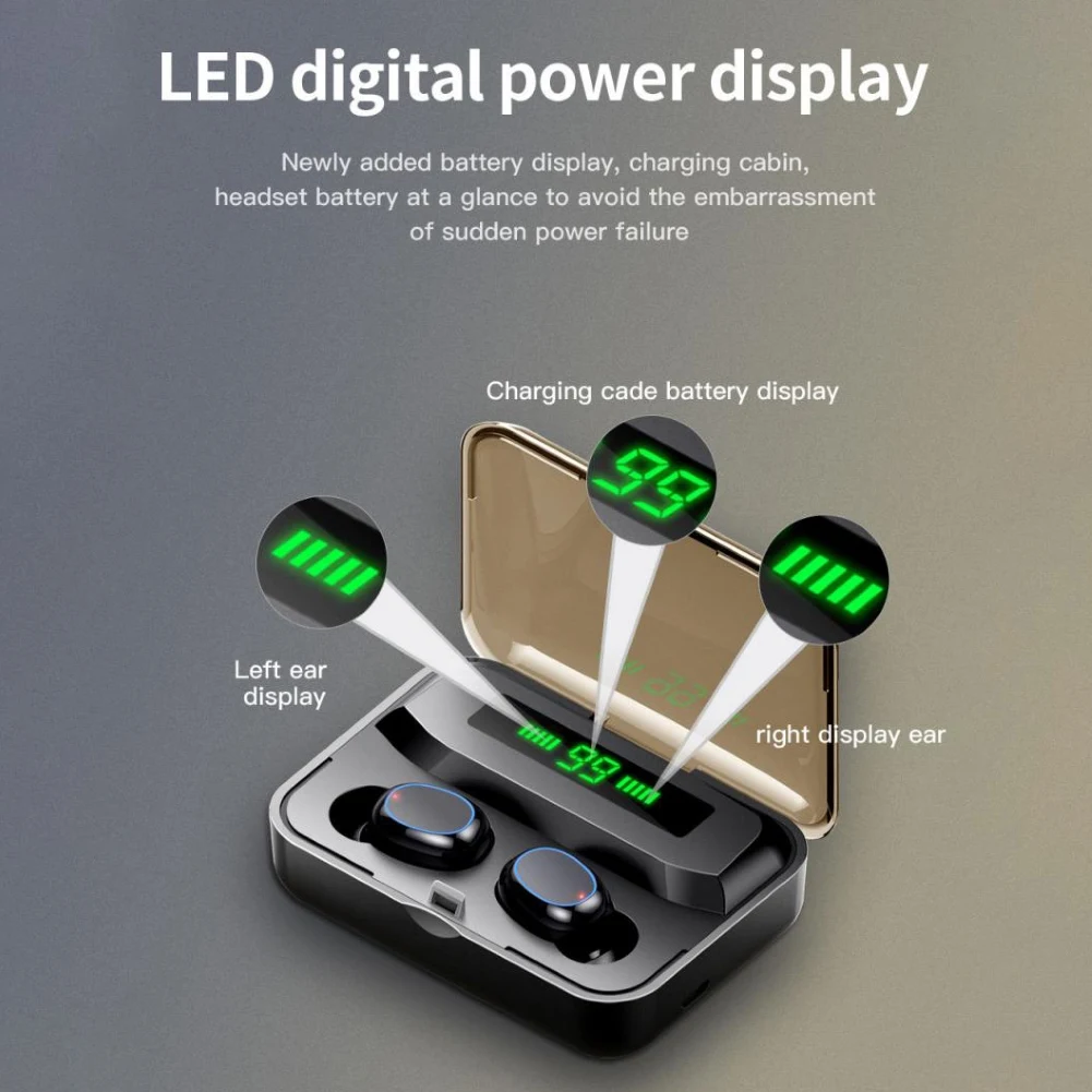 Bluetooth V5 1 Earphones Wireless touch Headphones With led display Headsets with Charging Box For Android
