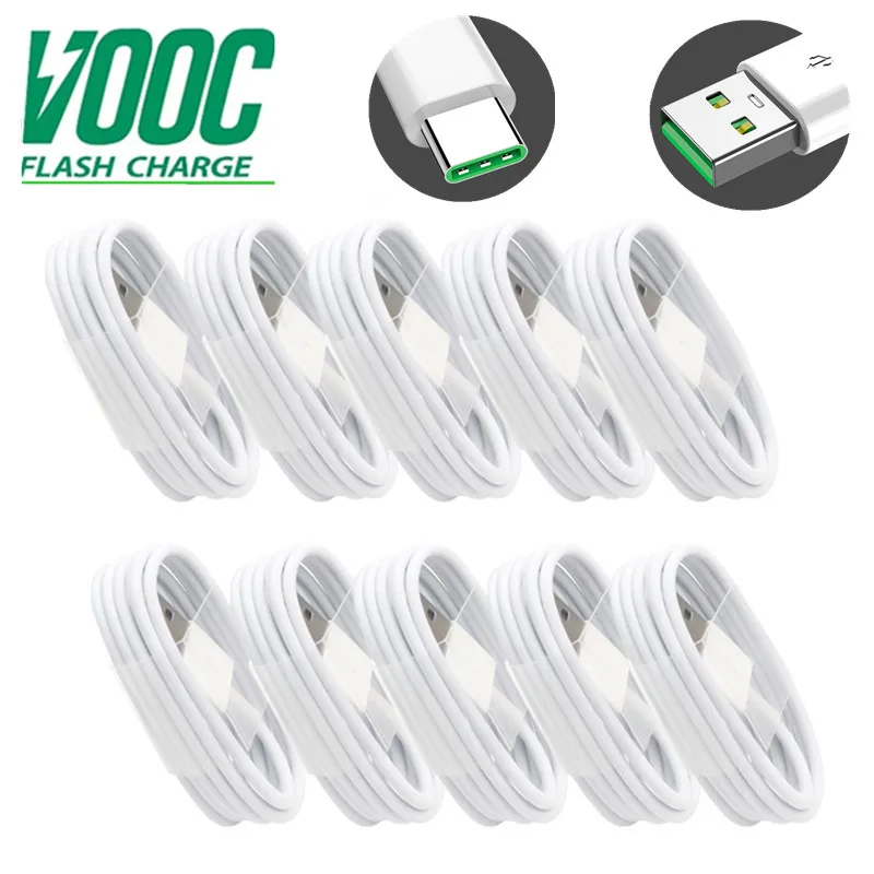 

10PCS USB Type C Cable For OPPO VOOC Oneplus 9T 8 Pro Warp 5A Fast Charger Cord USBC Type-C Charging Cable USB-C Data Wire Cord