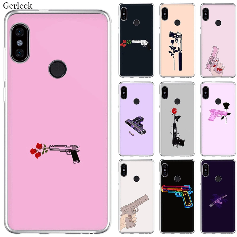

Mobile Phone Case For Xiaomi Redmi Note 4 4X 3 5 6 7 Pro 5A Hard Cover Gun