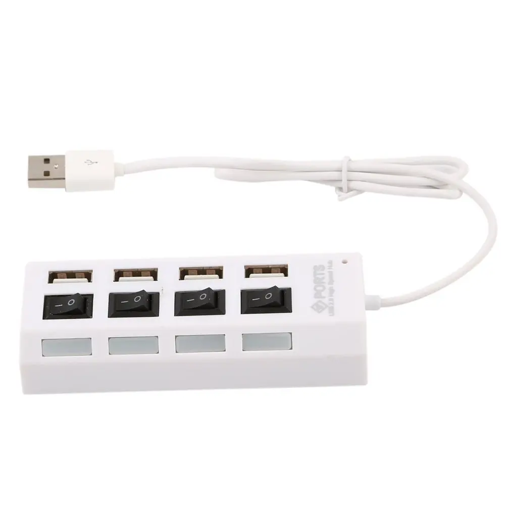 4 Порты и разъёмы Micro usb-хаб 2,0 USB высокоскоростной разветвитель 480 Мбит/с USB 2,0 концентратор светодиодный с включения/выключения для планшет ноутбук компьютер Тетрадь - Цвет: Белый