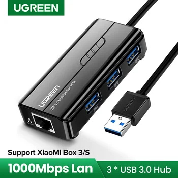 Ugreen USB Ethernet USB 3.0 2.0 to RJ45 USB HUB for Xiaomi Mi Box 3/S Set-top Box Ethernet Adapter Network Card USB Lan 1