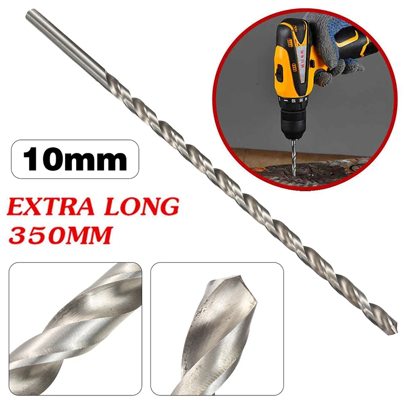 HSS Silver Drill Bit 6-12mm Diameter Extra Long Straight Shank Auger Twist Drill Bit Set 350mm Length for Electric Drills