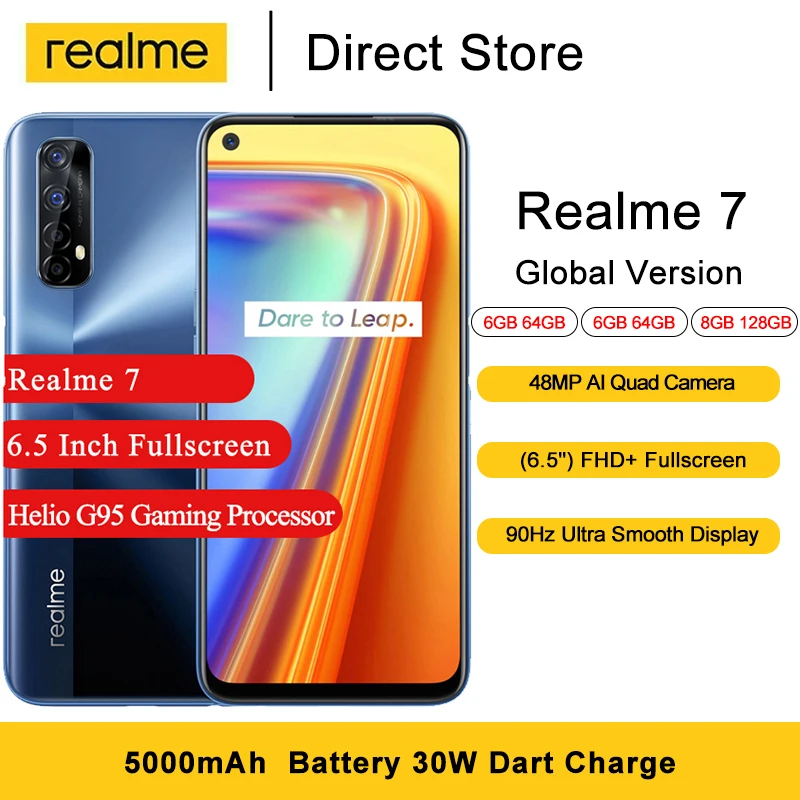 Realme 7 глобальная версия NFC мобильные телефоны 6 5 ''FHD + Helio G95 игровой Octa Core 16MP