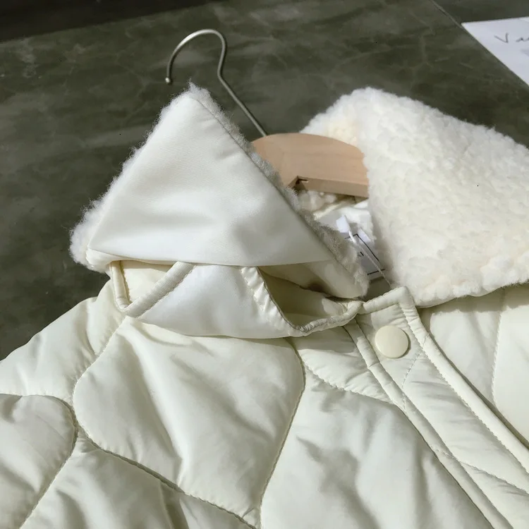 Mooirue autumn Winter jacket coat female Small Cotton-padded Loose Short Diamond Lattice Ins Cotton solid color coat