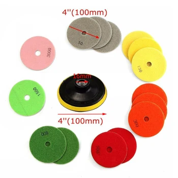 

Finishing Diamond Polishing Pad Tool Parts 16pcs Set 4inch 100mm Marble