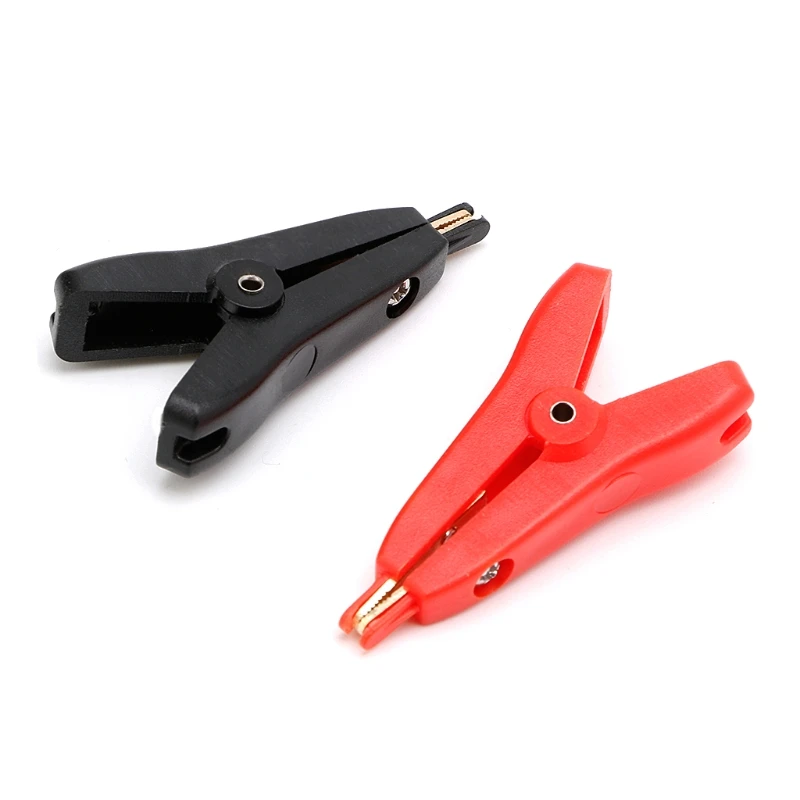 Alligator Clips Copper Plated Alligator Clip Two level Test clip Four Clamp LCR Kelvin Max Open Length 25mm Black+Red 2PCS
