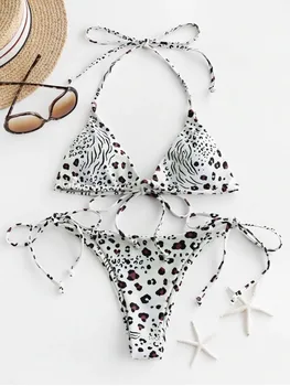 

Ladies Sexy Leopard Bikini Fashion Explosion Swimsuit Thickened Bra Beach Swimming Bikini Set Swimsuit