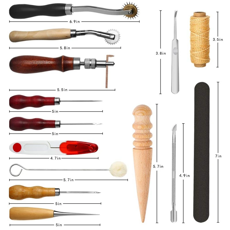 

Hot Sale 31 Pcs Leather Sewing Tools Diy Leather Craft Tools Hand Stitching Tool Set With Groover Awl Waxed Thread Thimble Kit
