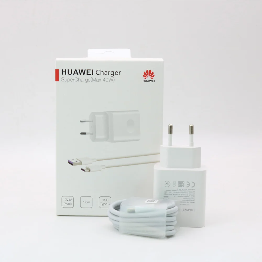 EU With packaging huawei mate 20 pro RS Supercharge USB быстрое зарядное устройство 10 в 4A 40 Вт адаптер 5A type C кабель для Nova 5 Honor Magic 2/P30 pro - Тип штекера: EU With packaging