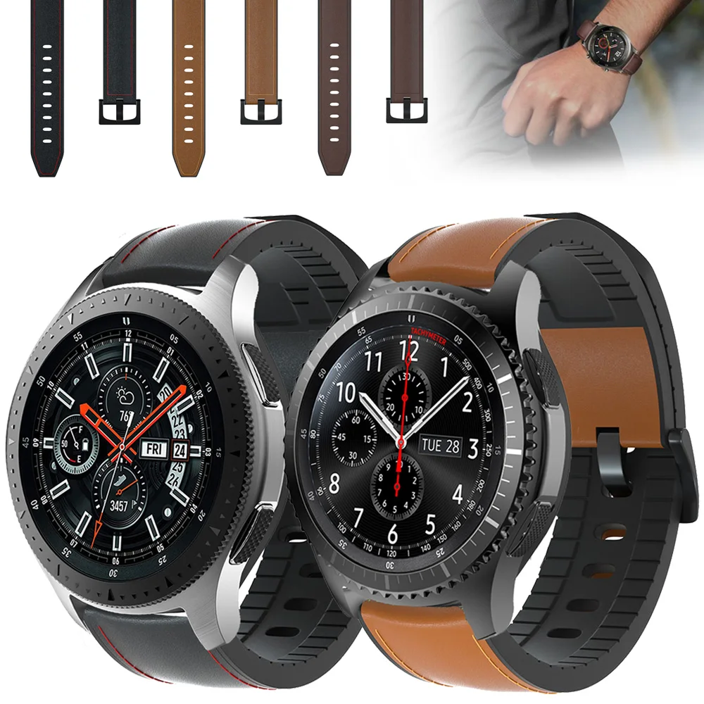 Ремешок силиконовый для Samsung galaxy Watch 46 мм браслет из натуральной кожи наручных