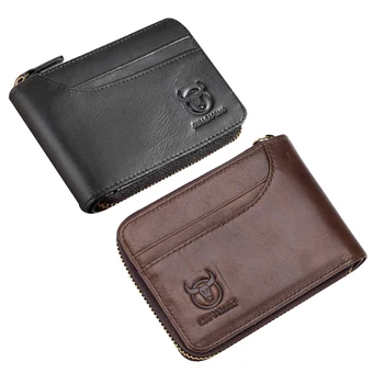 

BULLCAPTAIN Brand Leather Men's Multifunctional Wallet Short Coin Purse Retro Card Bag Pocket Coin Purse