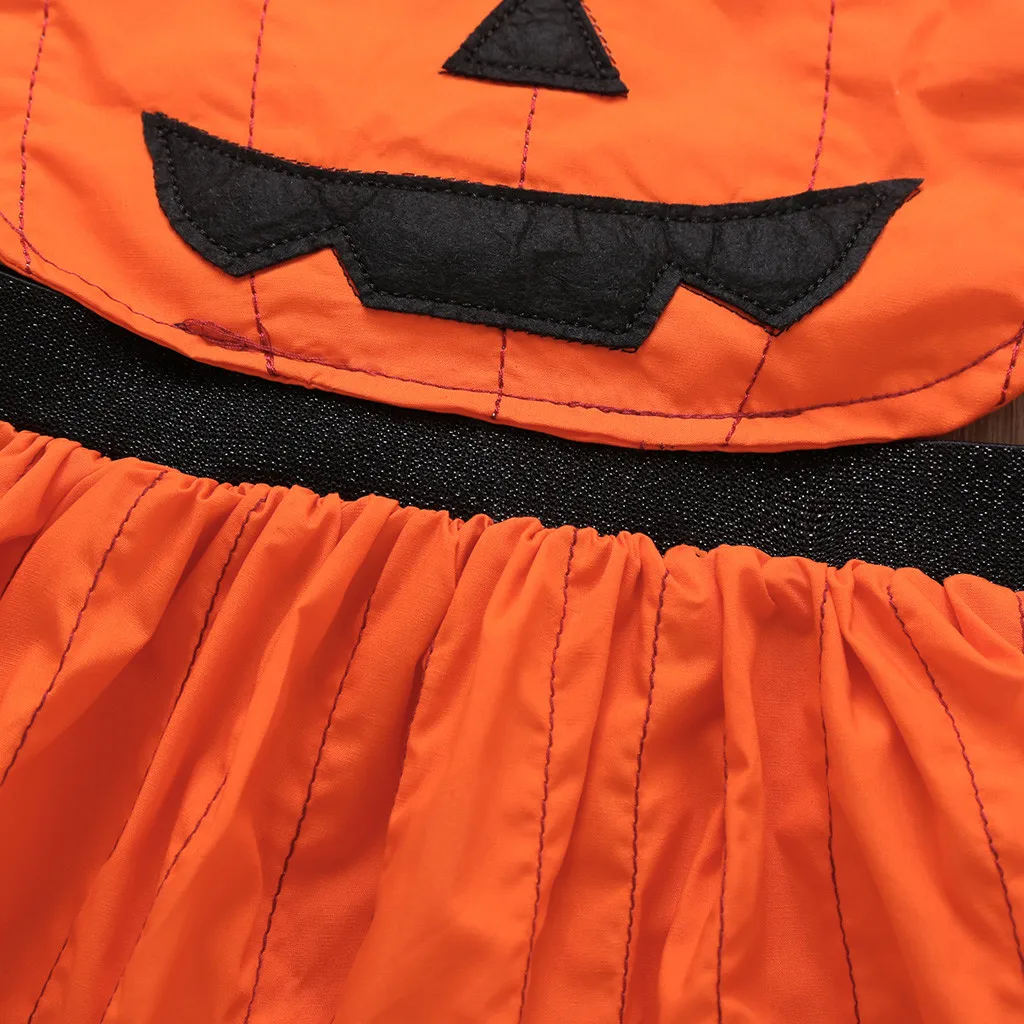 Toddler Baby Girls Sleeveless Halloween Cartoon Pumpkin Print Dress Clothes