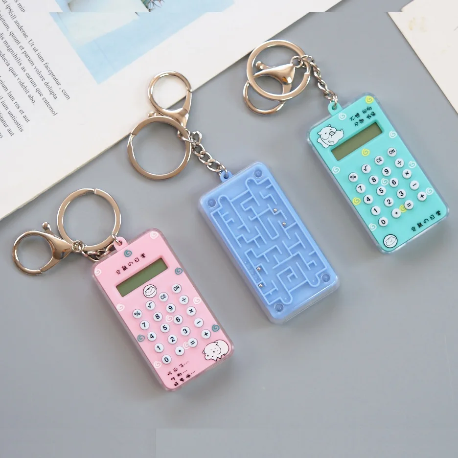

pocket Cute Mini Calculator Keychain Digits School Portable 8 mini Display Calculadora with maze