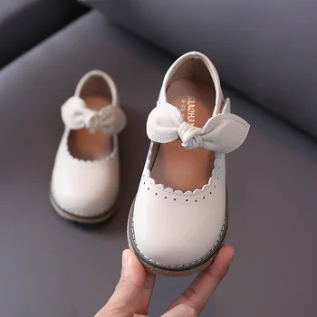 

Spring Autumn Girls Shoes Bowtie Princess Shoes Kids Leather Shoes Soft Non-slip Casual Shoe Baby Child Toddlers Sneakers E129