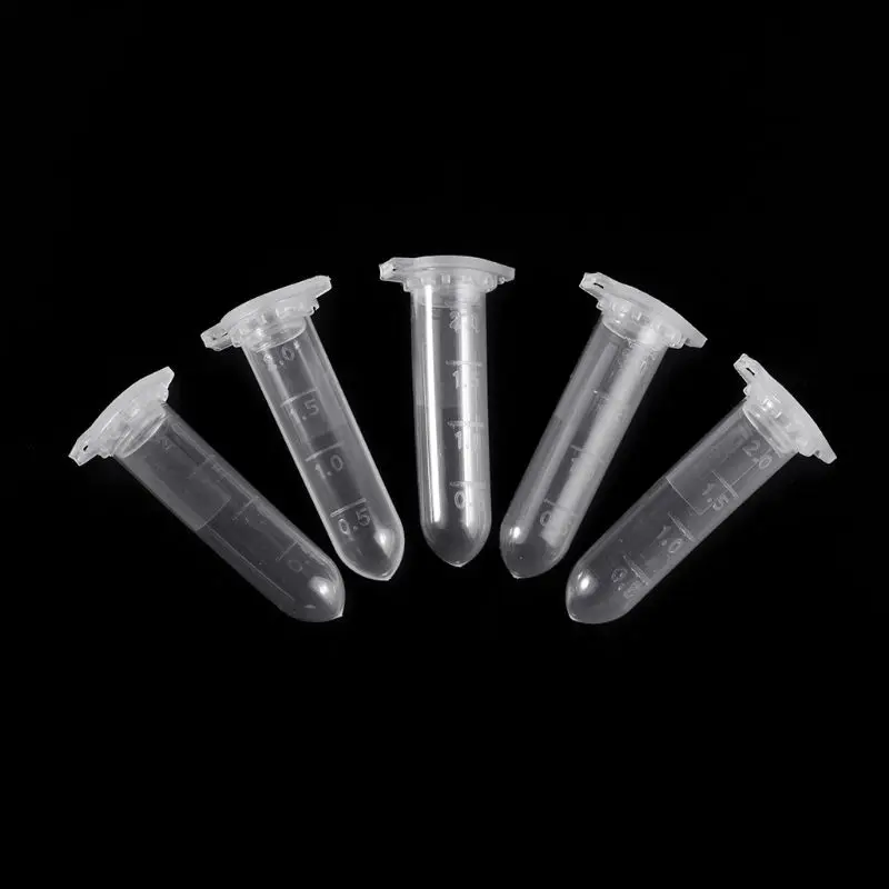 100Pcs 2ml Clear Plastic Vials Container Snap Cap Centrifuge Tubes Vials Sample Lab Container